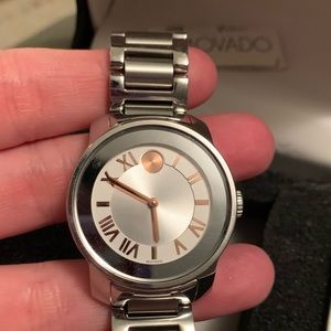 Silver with pink rose gold accent